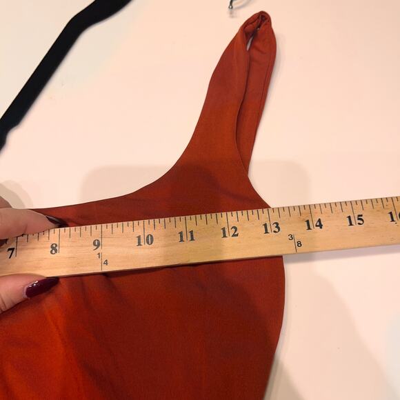 Kookai Burnt Orange Scoop Neck Bodycon Midi Dress Size 2 - Picture 6 of 8